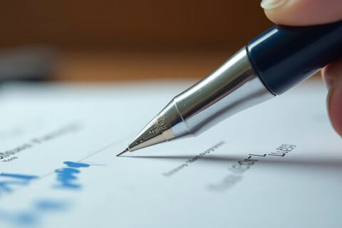 Lawyer signing a contract