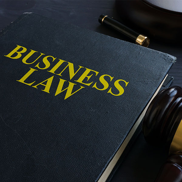 Business law and gavel in a court