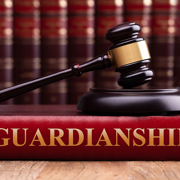 Gavel And Striking Block Over Guardianship Law Book